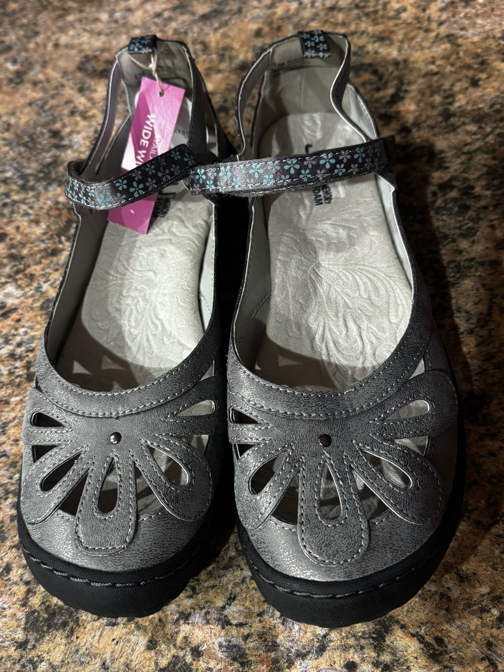 Sold By Jambu Wildflower Encore Gray Mary Jane Shoes 9.5 Memory Foam Boho Casual